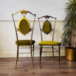 Pair of Italian Brass Boudoir Chairs – Hollywood Regency Baroque Style - Image 3