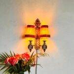 Rococo Wall Sconce – Ornate Metal Lighting with Porcelain Floral Medallions - Image 4