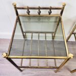 Brass and Glass Nesting Tables – Hollywood Regency Side Table Set, Mid Century Glam Nightstands - Image 6