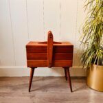 Vintage Wooden Sewing Box with Handle - Compact Storage for Sewing Essentials - Image 3