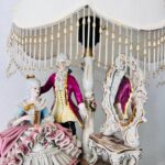 Vintage Dresden Porcelain Table Lamp: Victorian Couple, Made in Germany - Image 4