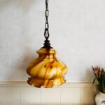 Scalloped Glass Pendant Light – Farmhouse Ceiling Fixture, Rustic Cottage Style - Image 2