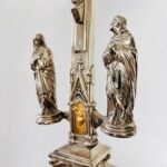 Glass Dome Crucifix – Vintage Standing Cross Display with Ornate Brass Base - Image 5