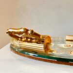 Murano Glass Mirror Tray – Oval Vanity Display, Gilded Filigree Handles, Mid Century Italian Décor - Image 5