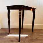 Italian Inlaid Wood Musical Table – Marquetry Accent, Petite Vintage Side Table - Image 3
