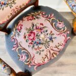 French Tapestry Armchair – Carved Wood Frame, Antique Style Upholstery - Image 4