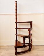 Carved Wood Spiral Library Ladder – Four Tiers, Antique Semi-Circular Design - Image 2