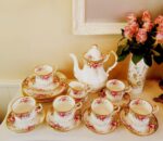 Queen Anne Summer Rose Tea Set – Fine Bone China, English Floral Cups and Saucers - Image 2