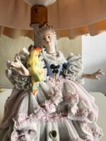 Dresden Porcelain Table Lamp – Victorian Style Floral Ceramic with Gilt Base - Image 7