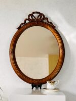 Baroque Ribbon Top Wall Mirror – Ornate French Gold Frame, Wedding Vanity Decor - Image 2