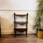 Mahogany Étagère Shelf – Ornate 3-Tier Display Stand, Vintage Plant Rack