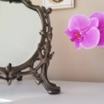 Gothic Table Mirror with Beveled Glass – Freestanding Vintage Metal Frame - Image 6