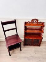 Vintage Library Step Stool, Library Wood Folding Stool, Ladder Collapsible Chair, Interior Design, Home Furniture - Image 9