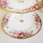 Queen Anne Bone China Tiered Tray – Summer Rose Pattern, Double Dessert Stand - Image 3
