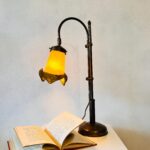 Frosted Glass Table Lamp with Floral Shade – French Art Style Lighting