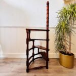 Wood Spiral Step Ladder – 4-Tier Semi-Circular Vintage Stair Display - Image 3