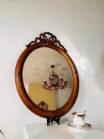 Baroque Ribbon Top Wall Mirror – Ornate French Gold Frame, Wedding Vanity Decor - Image 6