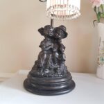 French Kids Statue Table Lamp – Whimsical Vintage Lighting in Porcelain and Brass - Image 9