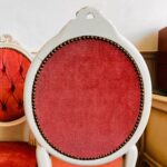 Louis XV Carved Wood Chairs: Quilted Pink French Vanity Seating - Image 3