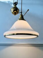 Brass Pull Down Pendant Light – Mid Century Adjustable Ceiling Lamp