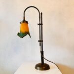 Frosted Glass Table Lamp with Floral Shade – French Art Style Lighting - Image 2