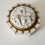 Antique German Biscuit Porcelain Jewelry Box – White Matte Trinket Dish