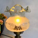 Porcelain Table Lamp with Ruffled Shade – Fenton Style Bedroom or Boudoir Light - Image 4