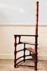 Carved Wood Spiral Library Ladder – Four Tiers, Antique Semi-Circular Design - Image 5