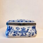 Porcelain Jewelry Box – Blue Onion Danube Design, Hand Painted Vintage Keepsake