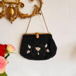 Black Micro Beaded Handbag – French Evening Purse, 1920-1940s Classic Clutch