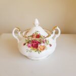 Royal Albert Old Country Roses Sugar Bowl with Lid, Bone China Floral Jar