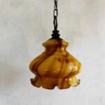 Scalloped Glass Pendant Light – Farmhouse Ceiling Fixture, Rustic Cottage Style - Image 3
