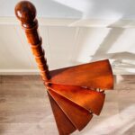 Carved Wood Spiral Library Ladder – Four Tiers, Antique Semi-Circular Design