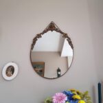 Baroque Oval Wall Mirror with Ornate Crest – Gilt Frame, Rococo Vanity Decor