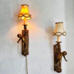 Bronze Putti Wall Sconces – Italian Cherub Candle Holders, Brevettato Pair - Image 5