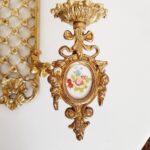 Rococo Wall Sconce – Ornate Metal Lighting with Porcelain Floral Medallions - Image 3