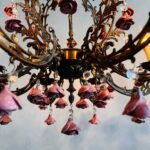 Floral Tole Chandelier – 8 Arm Light Fixture with Pink Roses, Romantic Cottage Style - Image 8