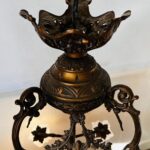 6-Arm Brass Chandelier with Depart de Peche Signed E. Moisant Inspired Lighting - Image 6
