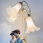 Victorian Couple Table Lamp with 3 Lily Shades – Romantic Figurine Light - Image 5