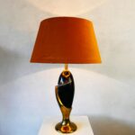 Retro Orange Table Lamp: Ceramic Base, 70s Style - Image 2
