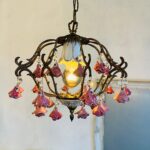 Vintage Porcelain Floral Chandelier – Small Pink Rose Light, Romantic Cottage Lighting - Image 6