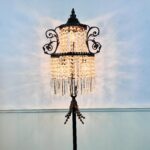 Antique Brass Floor Lamp with Crystal Prisms – Empire Style Accent Lighting - Image 2