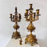 Pair of Antique Bronze Candleholders – French Baroque Style Table Decor - Image 8