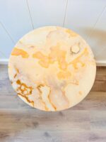 Hollywood Regency Marble Pedestal Table – Onyx Stone Side Table, Tall Accent for Glam Decor - Image 5