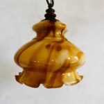 Scalloped Glass Pendant Light – Farmhouse Ceiling Fixture, Rustic Cottage Style - Image 4