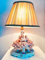 Crown Dresden Porcelain Lamp – Lace Figurine Table Light, Germany, Rococo Style