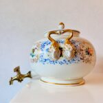 Vintage Porcelain Samovar – Cream Ceramic Teapot Urn, Russian Style Hot Water Kettle