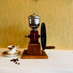Wood and Cast Iron Coffee Grinder – Industrial Style Vintage Bar Decor