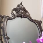 Gothic Table Mirror with Beveled Glass – Freestanding Vintage Metal Frame - Image 4