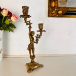 Bronze 2-Arm Candleholder – Aged Patina Table Candelabra, Elegant Vintage Centerpiece Decor - Image 5
